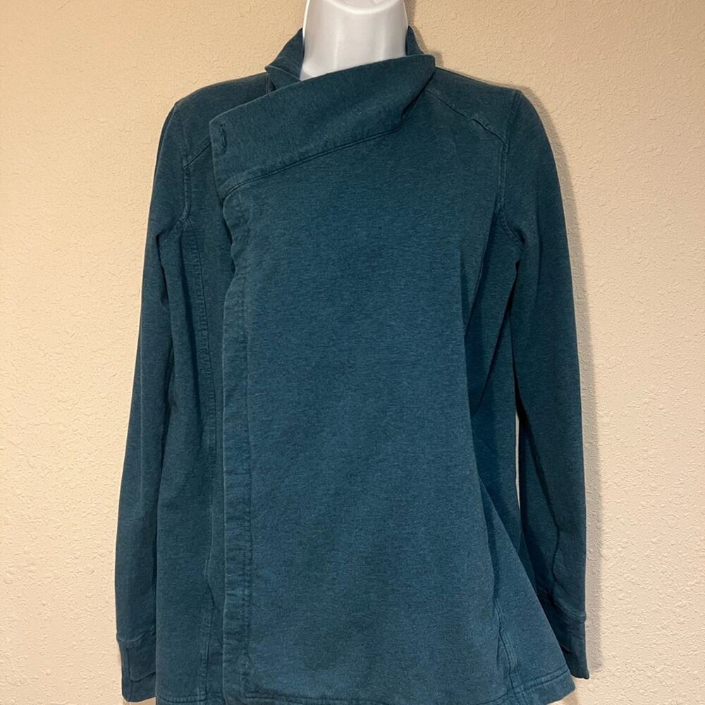 Lululemon Dark Teal Wrap Jacket Size 8 Athletic Blazer Yoga Travel - Picture 3 of 8